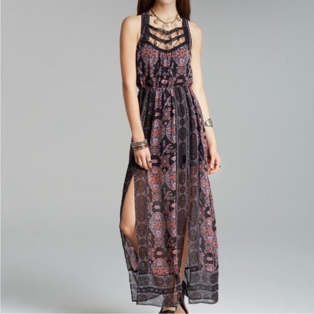 Free‎ People Moroccan Printed Maxi Dress Black Combo